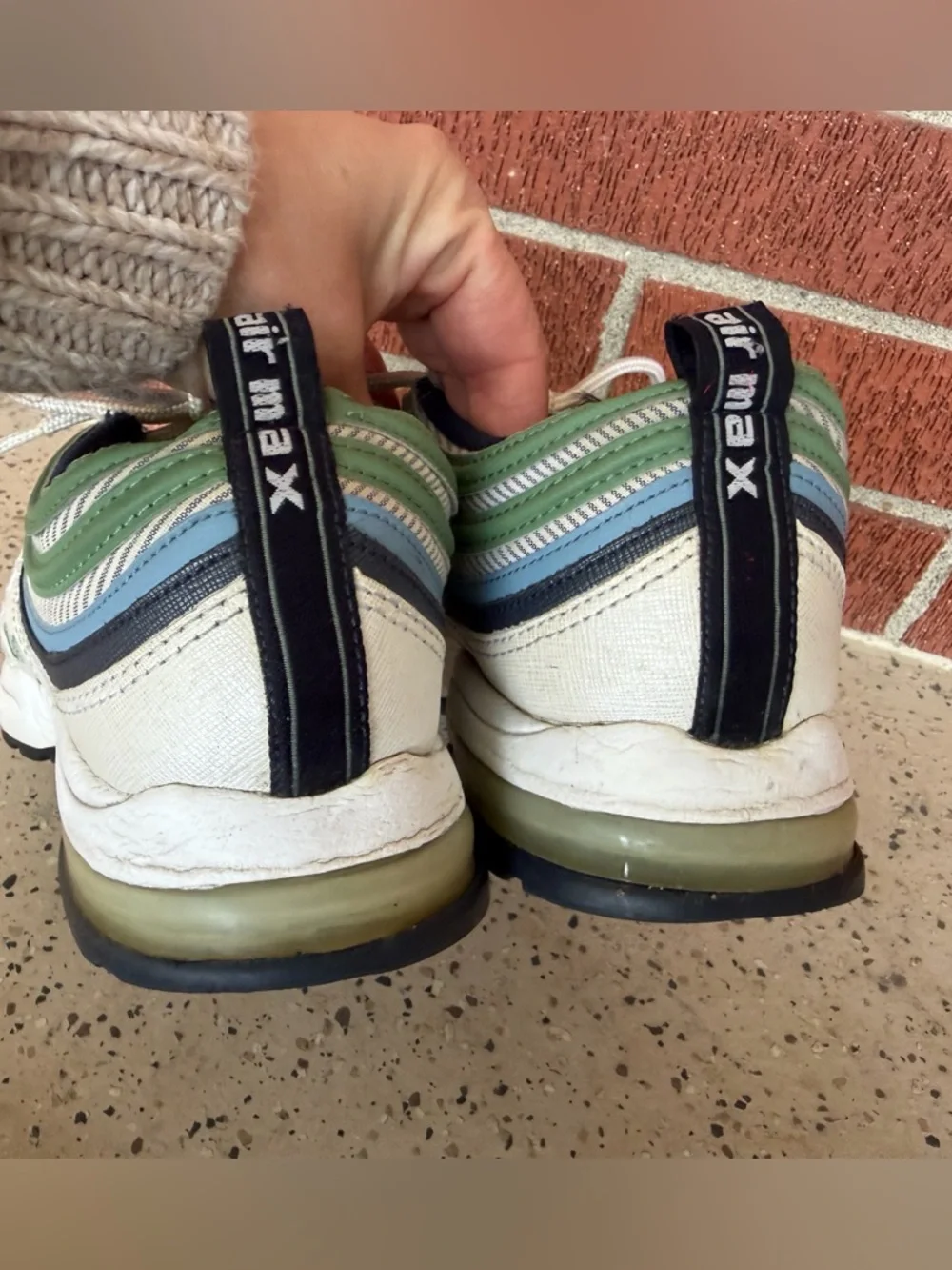 2008 Nike Air Max 97 Womens Size 8.5 green blue grey color sneaker shoes‎